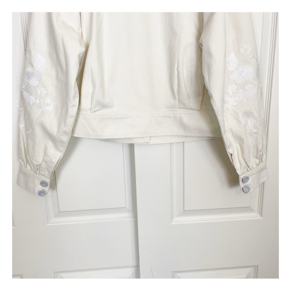 Boden Embroidered Tonal Floral Bomber Jacket Cotton Twill NWOT Sz 14 - Picture 8 of 12